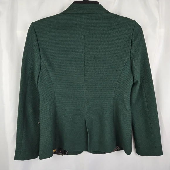 Philosophy Womens Size 6 Green Waffle Knit Celestial Print Lined Blazer Jacket - Picture 9 of 13